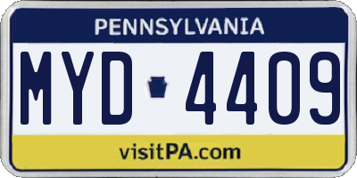 PA license plate MYD4409