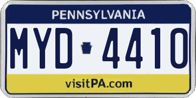 PA license plate MYD4410