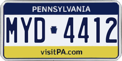 PA license plate MYD4412
