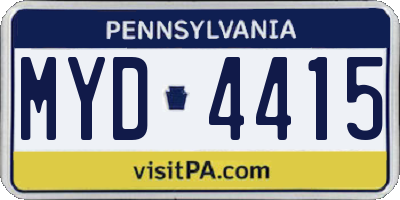 PA license plate MYD4415