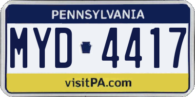 PA license plate MYD4417