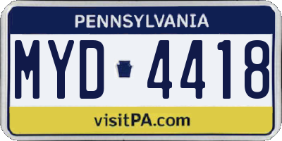 PA license plate MYD4418
