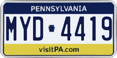 PA license plate MYD4419
