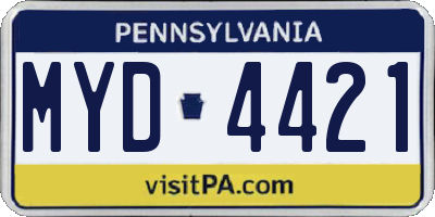 PA license plate MYD4421