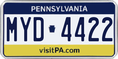 PA license plate MYD4422