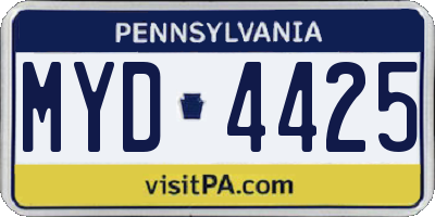 PA license plate MYD4425