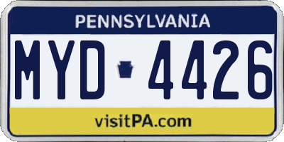 PA license plate MYD4426