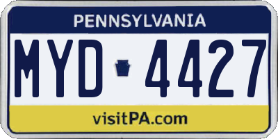 PA license plate MYD4427