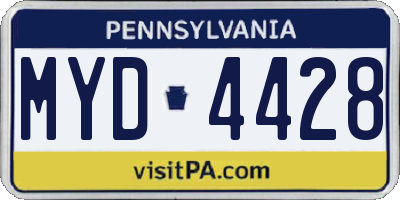 PA license plate MYD4428