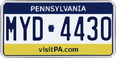 PA license plate MYD4430