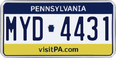 PA license plate MYD4431