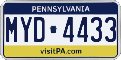 PA license plate MYD4433