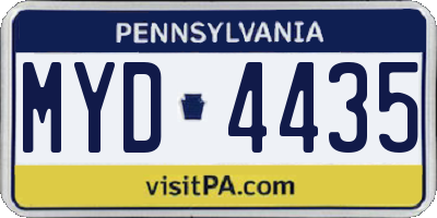 PA license plate MYD4435