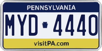 PA license plate MYD4440
