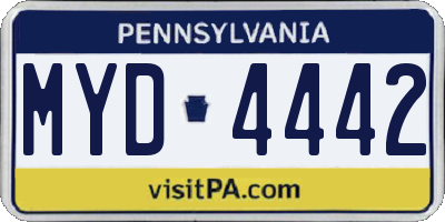 PA license plate MYD4442