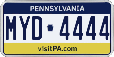 PA license plate MYD4444