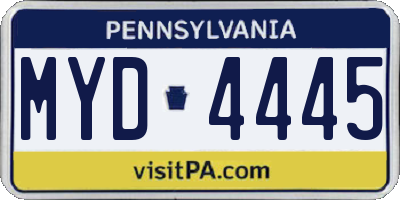 PA license plate MYD4445