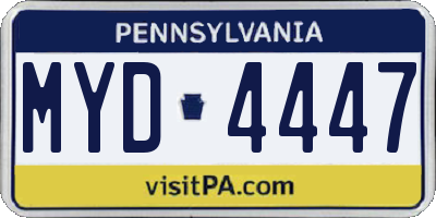 PA license plate MYD4447