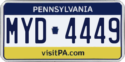 PA license plate MYD4449