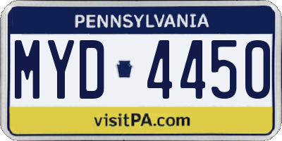 PA license plate MYD4450