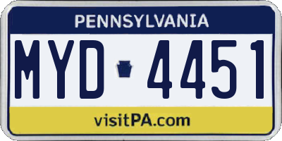 PA license plate MYD4451