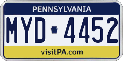 PA license plate MYD4452