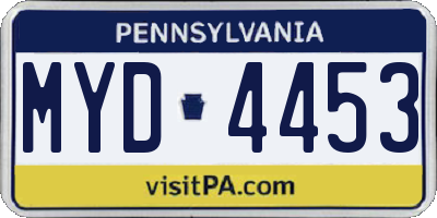 PA license plate MYD4453
