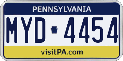 PA license plate MYD4454