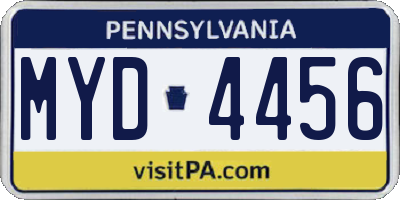 PA license plate MYD4456