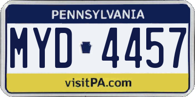 PA license plate MYD4457