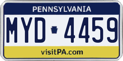 PA license plate MYD4459