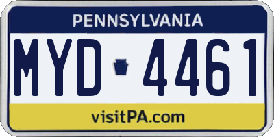 PA license plate MYD4461