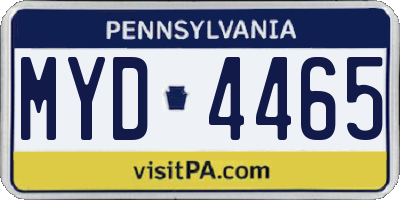 PA license plate MYD4465
