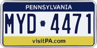 PA license plate MYD4471