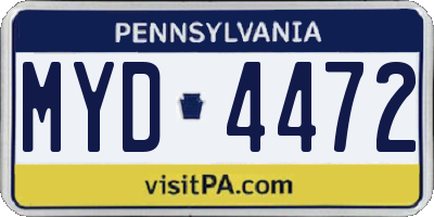PA license plate MYD4472