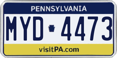 PA license plate MYD4473