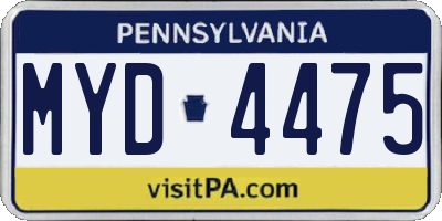 PA license plate MYD4475