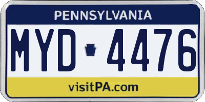PA license plate MYD4476