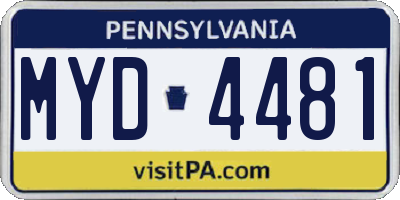 PA license plate MYD4481