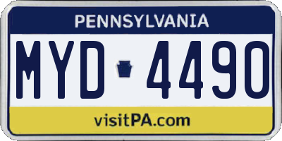 PA license plate MYD4490