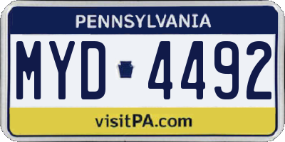 PA license plate MYD4492
