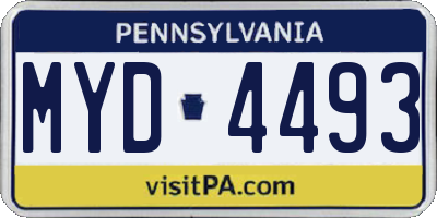 PA license plate MYD4493