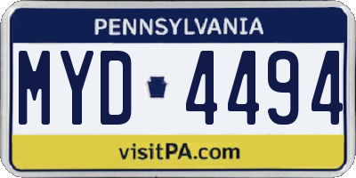 PA license plate MYD4494