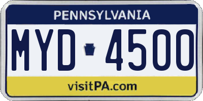 PA license plate MYD4500
