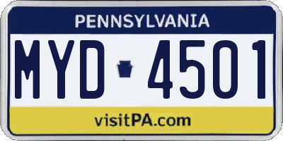 PA license plate MYD4501