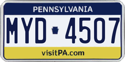 PA license plate MYD4507