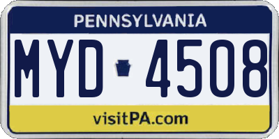 PA license plate MYD4508
