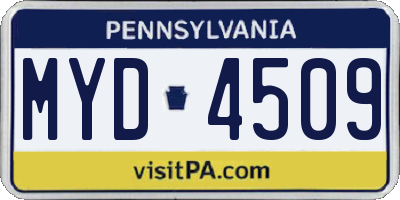 PA license plate MYD4509