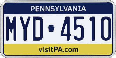 PA license plate MYD4510