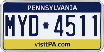 PA license plate MYD4511